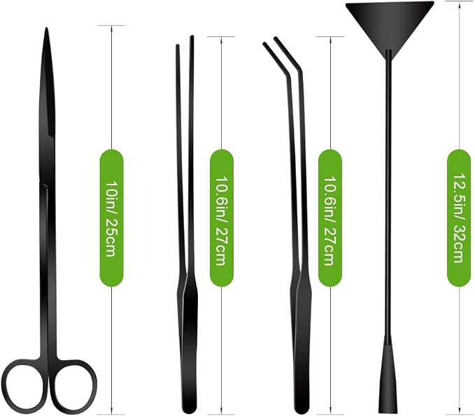 Quarium Aquascape Tools Kits, 4 in 1 Anti-Rust Aquatic Plant Aquascaping Tool - Image 2