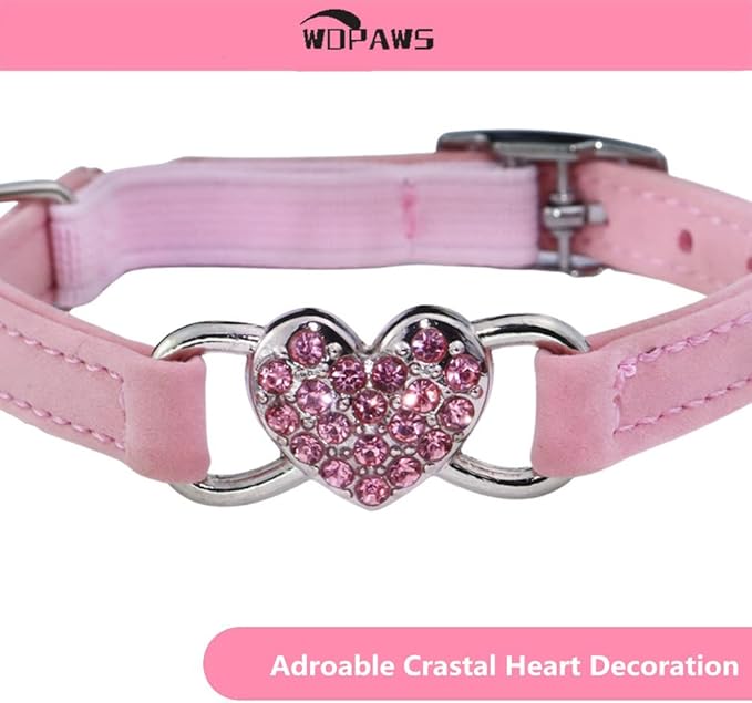 Heart Bling Cat Collar with Safety Belt and Bell Adjustable 8-10 inches - Image 4