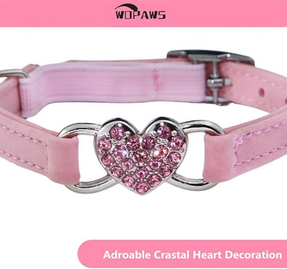 Heart Bling Cat Collar with Safety Belt and Bell Adjustable 8-10 inches - Image 4