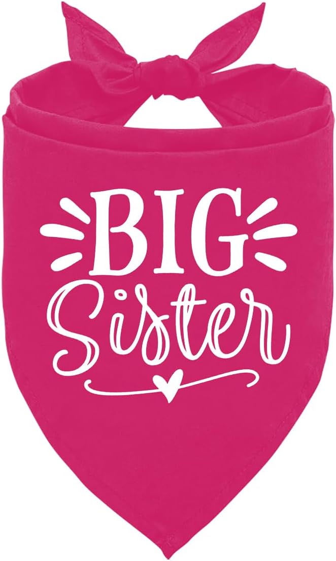 Big Sister Dog Bandana, Deep Pink Dogs Scarf Accessories, Pet Triangle Scarf by ZPPRJF