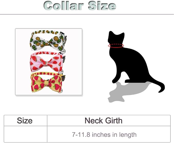 Fruit Cat Collar with Bow Tie and Bell 3 Pack Watermelon Strawberry and - Image 2