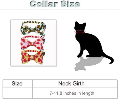Fruit Cat Collar with Bow Tie and Bell 3 Pack Watermelon Strawberry and - Image 2