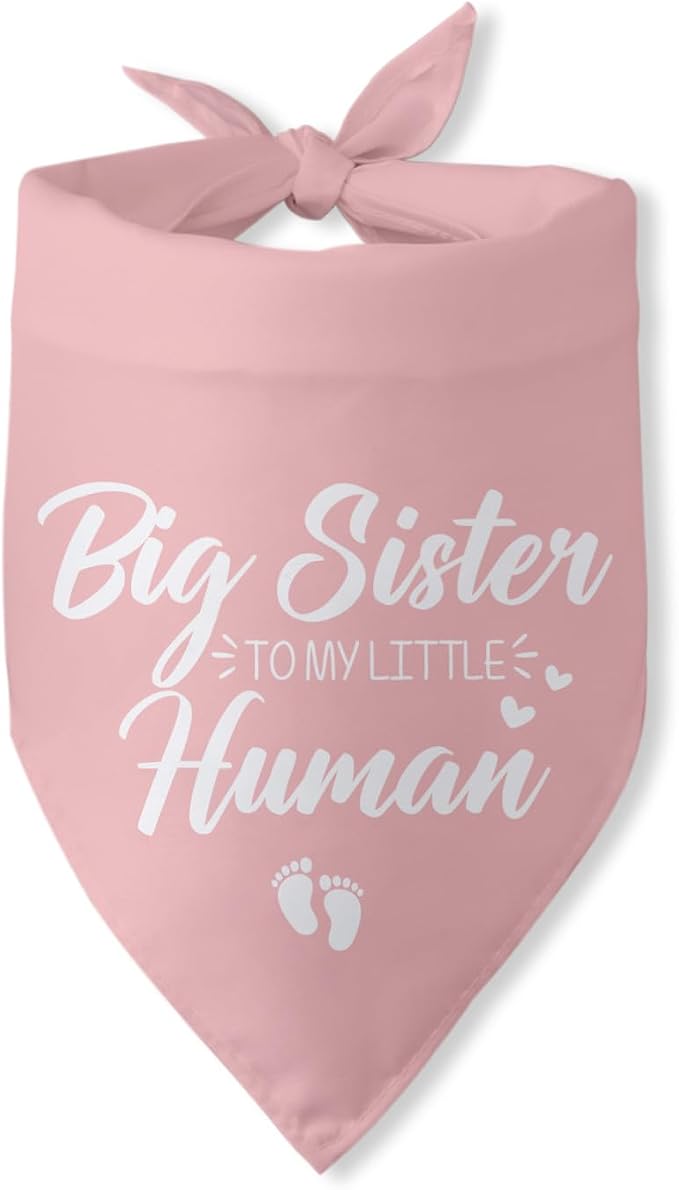 Baby Announcement Dog Bandana Big Sister to My Little Human Gender Reveal by PwrlveiutforYou
