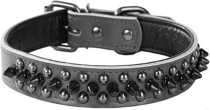 Spiked Studded Dog Collar, Genuine Leather Dog Collar, Adjustable Pet Collars by Unknown
