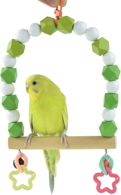 Wooden Bird Swing Perch for Parakeet, Small Birds Hanging Cage Stands - Image 3