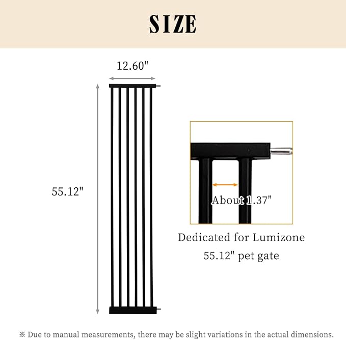 Lumizone Extra Tall Pet Gate 55.12" High Pressure Mounted 12.60" Wide Extension - Image 2