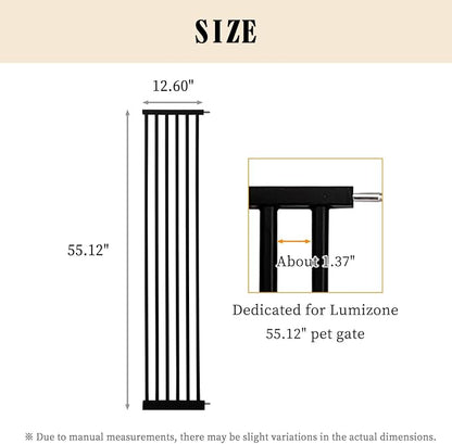 Lumizone Extra Tall Pet Gate 55.12" High Pressure Mounted 12.60" Wide Extension - Image 2