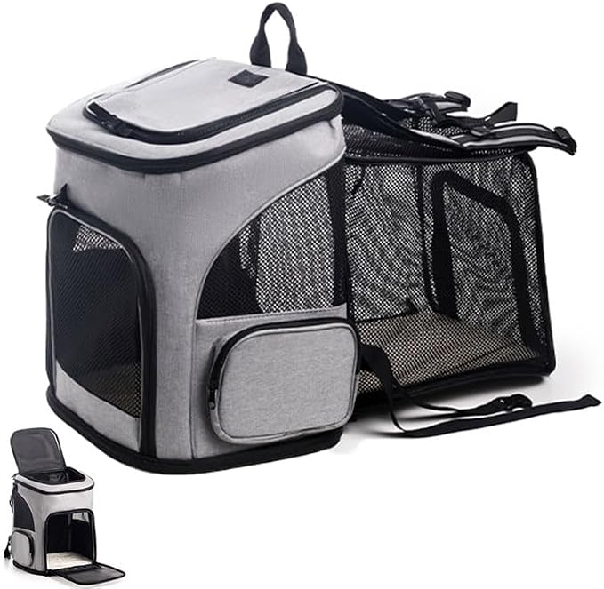 Expandable Cat Carrier Backpack, Large Soft Airline Approved Collapsible Pet Bag by PetHome