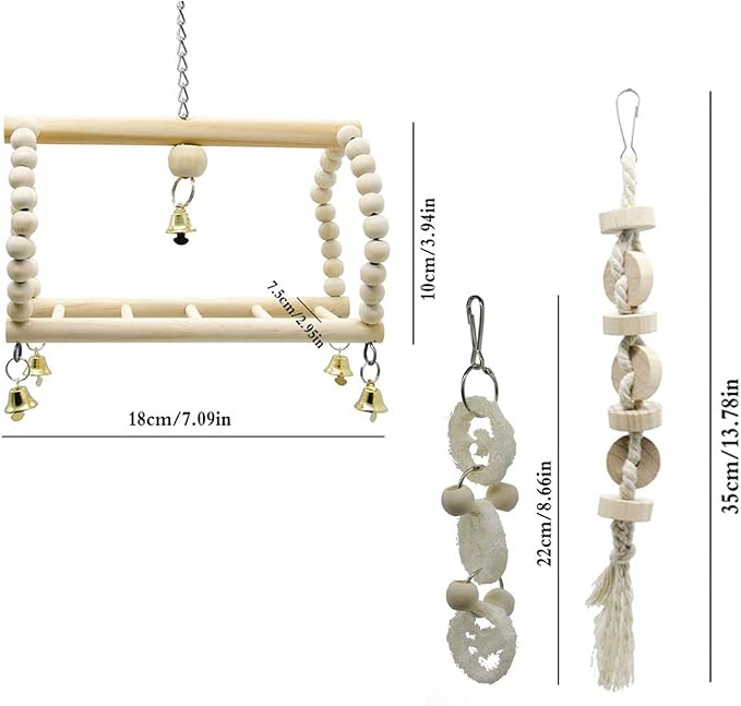 Deloky 7 Packs Bird Parrot Swing Chewing Toys-Hanging Bell Bird Cage Toys - Image 3