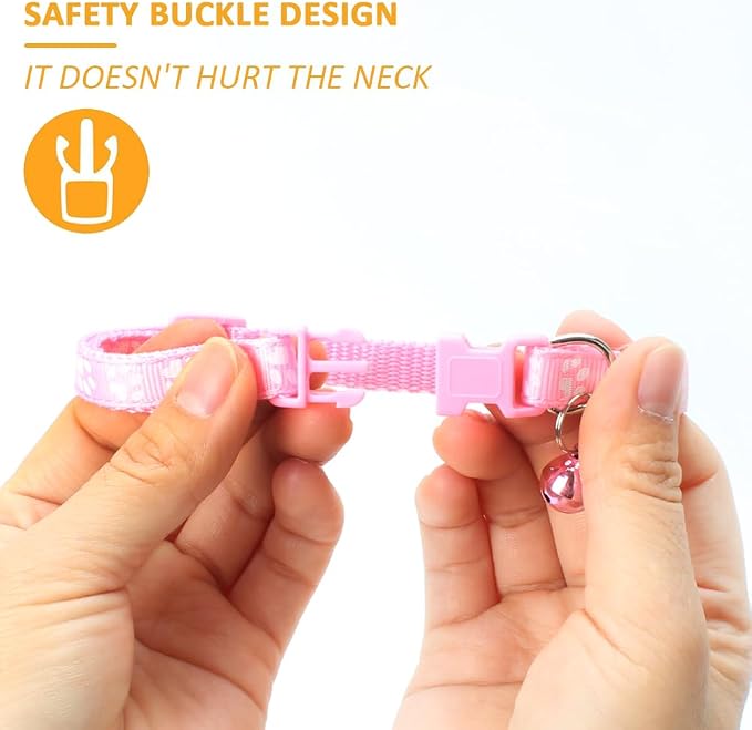 MJIYA Cat Collar with Bell, Breakaway Grid Collar with Plastic Buckle, Light - Image 3