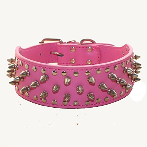 Serijoars Spiked Studded Dog Collar, PU Leather Dog Collar, Adjustable Pet by Serijoars