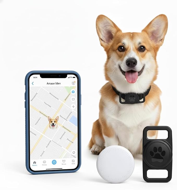 Smart Pet Location Tag with Holder – No Monthly Fee, Compatible with Apple Find by Unknown
