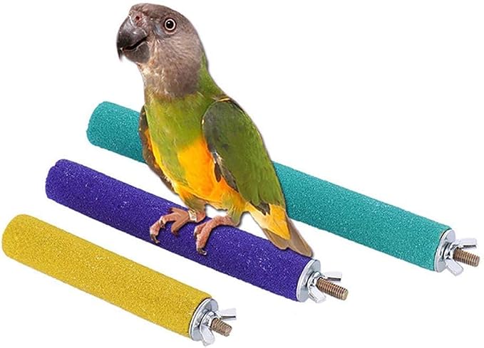 PIVBY Wood Bird Cage Perch Colorful Parrot Stand Toy Platform Paw Grinding Stick by PINVNBY