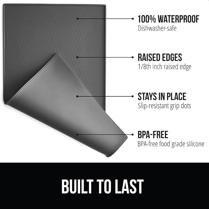 GORILLA GRIP 100% Waterproof Raised Edge BPA Free Silicone Pet Feeding Mat - Image 2