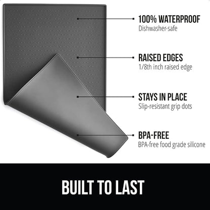 GORILLA GRIP 100% Waterproof Raised Edge BPA Free Silicone Pet Feeding Mat - Image 2