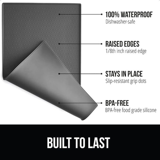 GORILLA GRIP 100% Waterproof Raised Edge BPA Free Silicone Pet Feeding Mat - Image 2