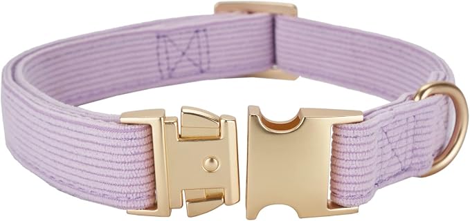 Soft Cotton Dog Collar with Metal Buckle Adjustable Heavy Duty Comfy Corduroy - Image 2