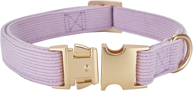 Soft Cotton Dog Collar with Metal Buckle Adjustable Heavy Duty Comfy Corduroy - Image 2