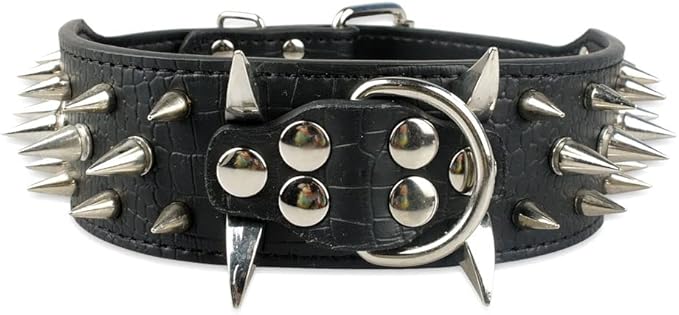 Serijoars Spiked Studded Dog Collar, PU Leather Dog Collar, Adjustable Pet by Serijoars