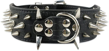 Serijoars Spiked Studded Dog Collar, PU Leather Dog Collar, Adjustable Pet by Serijoars