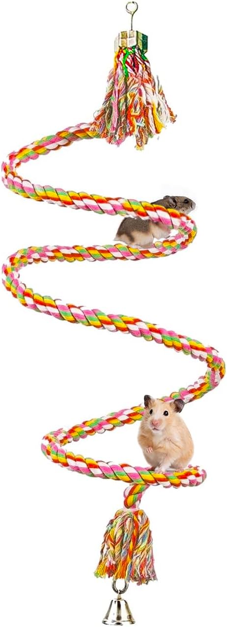 SunGrow Rope Perch for Parrots, 59” Long, Bungee Bird Toy, Brightly Colored - Image 2