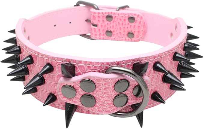 Serijoars Spiked Studded Dog Collar, PU Leather Dog Collar, Adjustable Pet by Serijoars