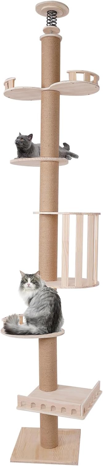 Floor to Ceiling Cat Tree, 100.4-104.3" Tall Cat Tower by Unknown