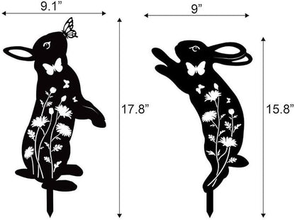 Metal Bunny Garden Decor, Metal Yard Art Animals Garden Stakes Rabbit Silhouette - Image 6