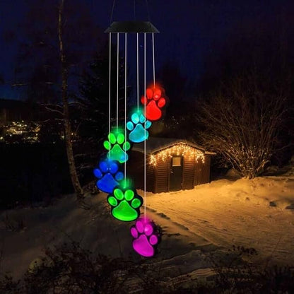 Paw Print Solar Wind Chimes, Color Changing Outdoor Paw Print Solar Lights - Image 7