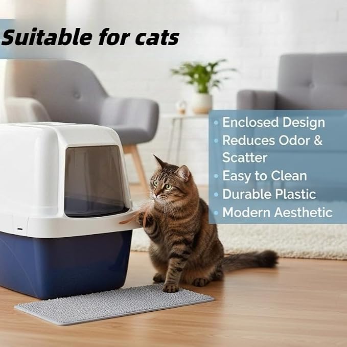 Large sifting Hooded Enclosed cat Litter Box, semi-Closed pet Litter Container - Image 7