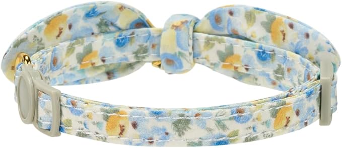 2 Pack Cotton Cat Collar, Removable Bowtie, Floral Pattern, Safety Breakaway - Image 6