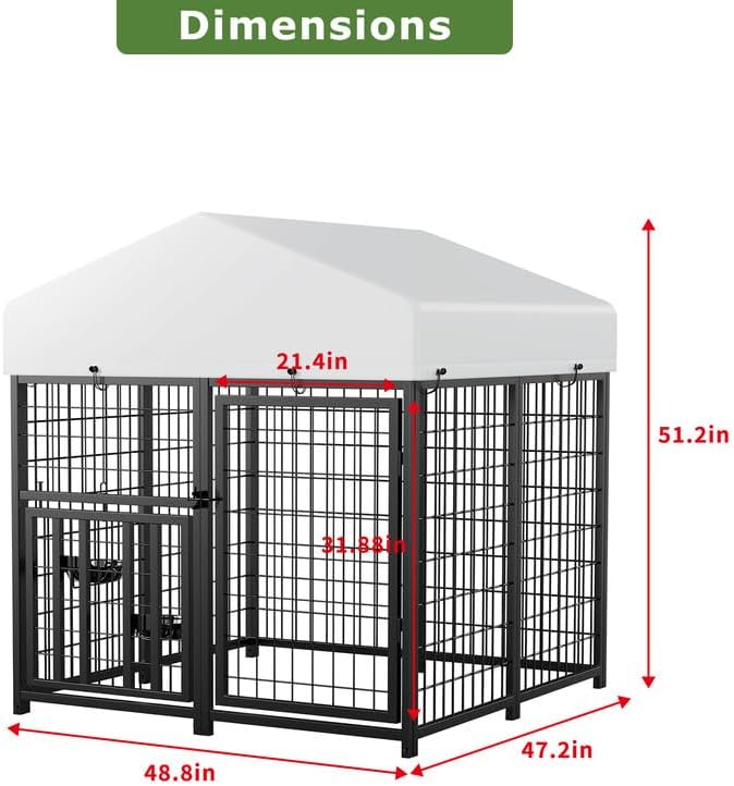 ROOMTEC Large Dog Kennel Outdoor Pet Pens Dogs Run Enclosure Animal Hutch Metal - Image 3