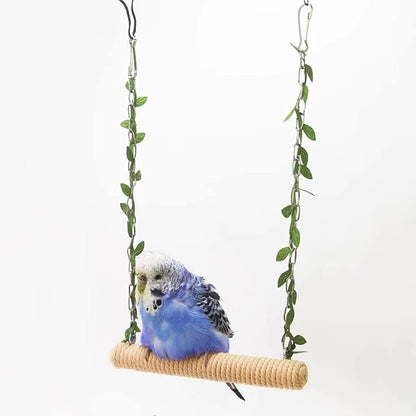 La La Pet® Hanging Wooden Pet Bird Swing - Image 2