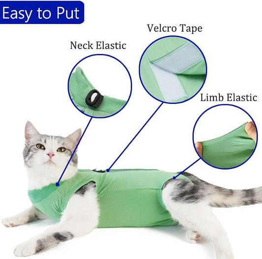 Cat Recovery Suit Cat Onesie for Cats After Surgery Female Male Spay Kitten - Image 2
