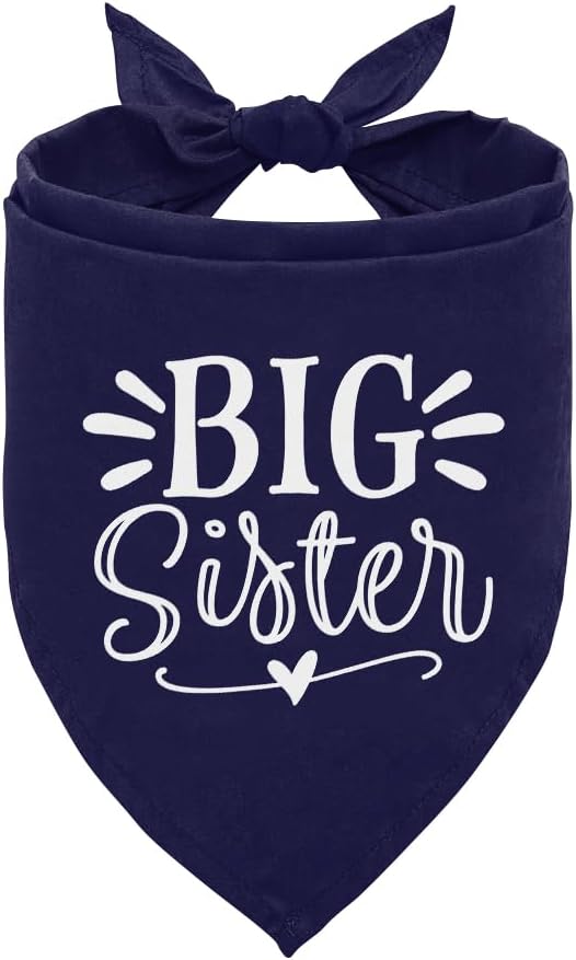 Big Sister Dog Bandanas, Dark Blue Dog Bandana, Pet Triangle Scarf Accessories by ZPPRJF