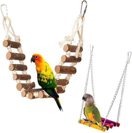 PINVNBY Bird Parakeet Toys, Bird Rope Ladder Swing Hammock Toys, Made of by PINVNBY