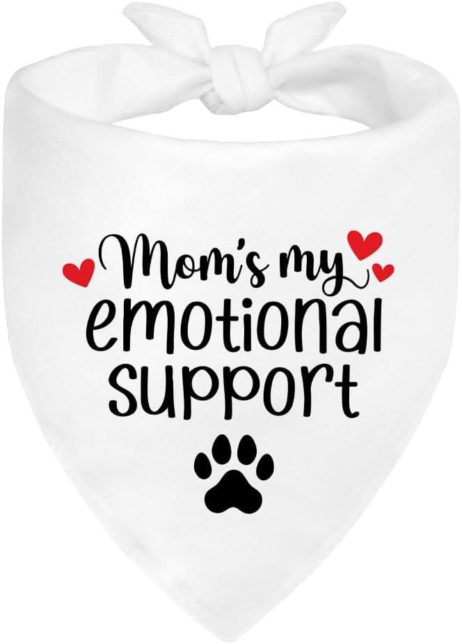 Mom’s My Emotional Support White Dog Bandana, Decor Accessories by ZBBFSCSB