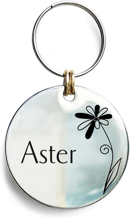 Cats Dogs ID Tags Personalized Engraving Birth Flowers Pattern by Acatinthetree