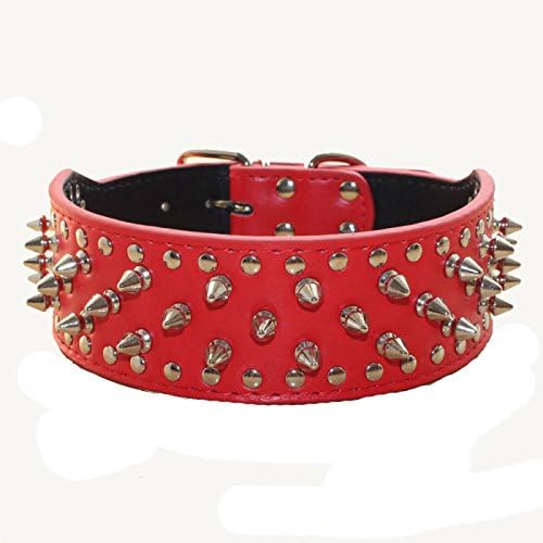 Serijoars Spiked Studded Dog Collar, PU Leather Dog Collar, Adjustable Pet by Serijoars