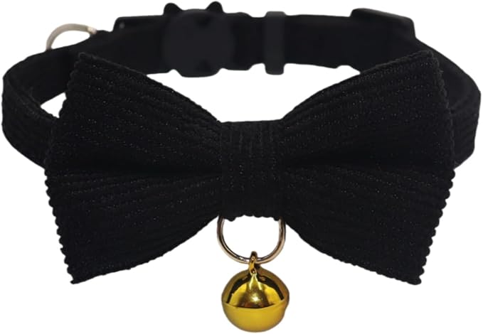 THAIN Cat Collar with Bow Tie and Bell, Breakaway Adjustable Cute Soft Corduroy by THAIN