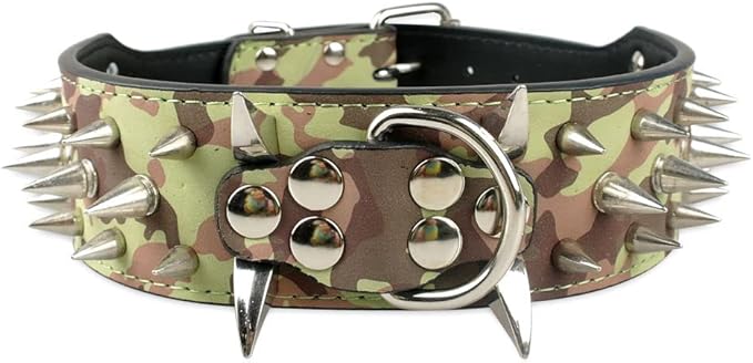 Serijoars Spiked Studded Dog Collar, PU Leather Dog Collar, Adjustable Pet by Serijoars