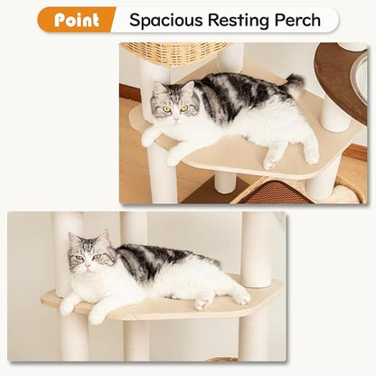 Modern Cat Tree for Large Cats, 48-Inch Tall Cat Tree Tower - Image 9