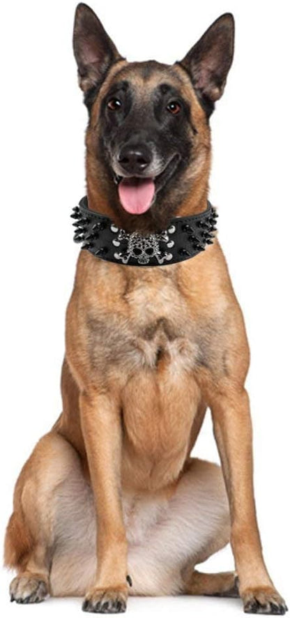 Serijoars Spiked Studded Dog Collar, PU Leather Dog Collar, Adjustable Pet - Image 3