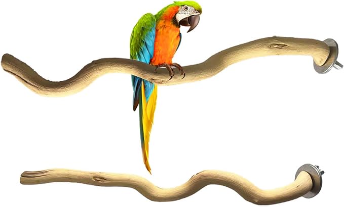Allazone 5 PCS Natural Parrot Perch Bird Stand Wooden Parrot Perch Stand - Image 4