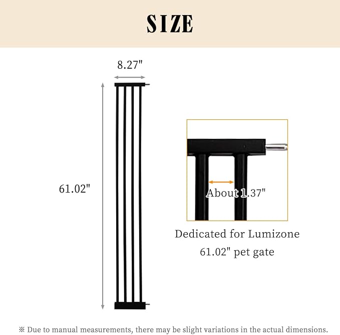 Lumizone Extra Tall Cat Gate Extension Kit 61.02" High Pressure Mounted 8.27" - Image 3