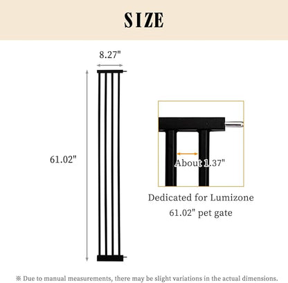 Lumizone Extra Tall Cat Gate Extension Kit 61.02" High Pressure Mounted 8.27" - Image 3