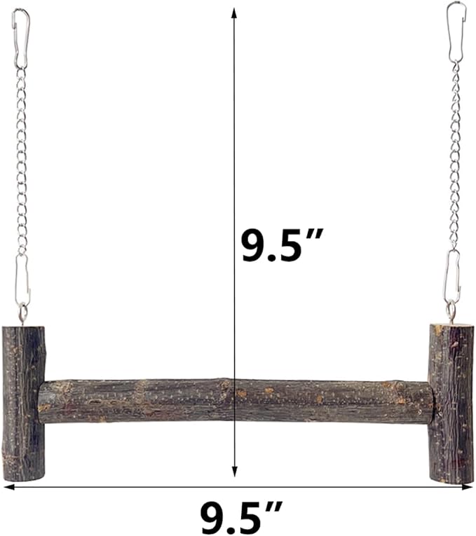 Natural Wood Parakeet Swing Toy, Budgie Wooden Perch Stand, Small and Medium - Image 2