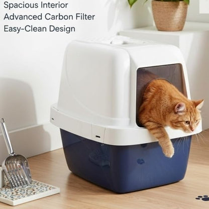 Large sifting Hooded Enclosed cat Litter Box, semi-Closed pet Litter Container - Image 6