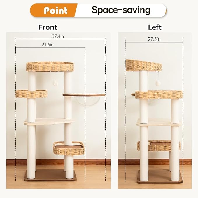 Modern Cat Tree for Large Cats, 48-Inch Tall Cat Tree Tower - Image 2