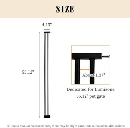Lumizone Extra Tall Pet Gate 55.12" High Pressure Mounted 4.13" Wide Extension - Image 2